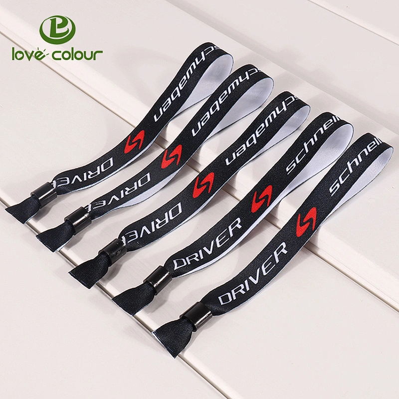Fashion Polyester Fabric Textile Wristband with Bead Closure for Music Party