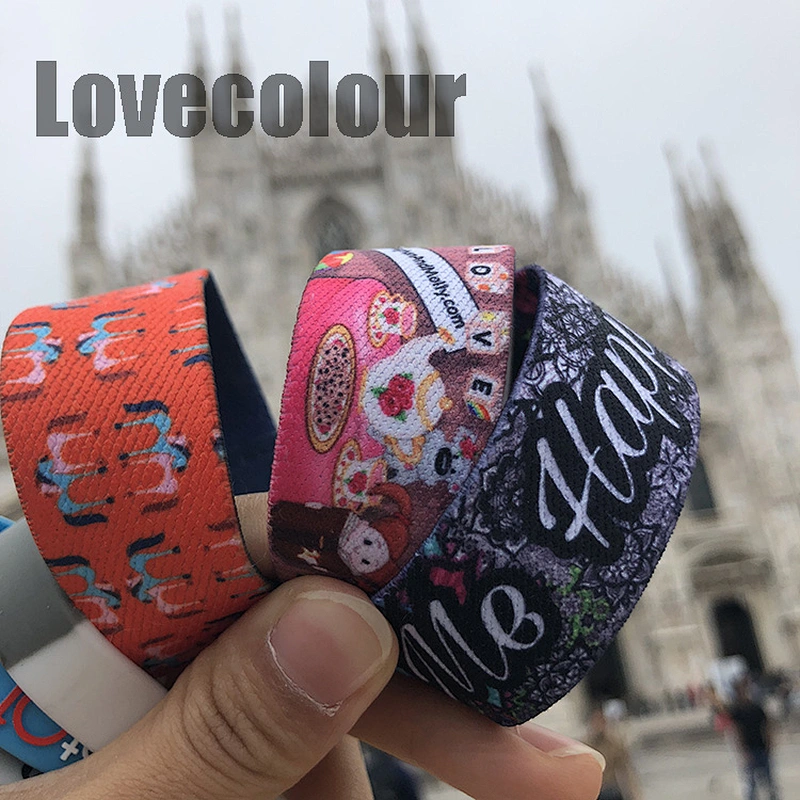 Custom polyester elastic stretch wristband with printing logo