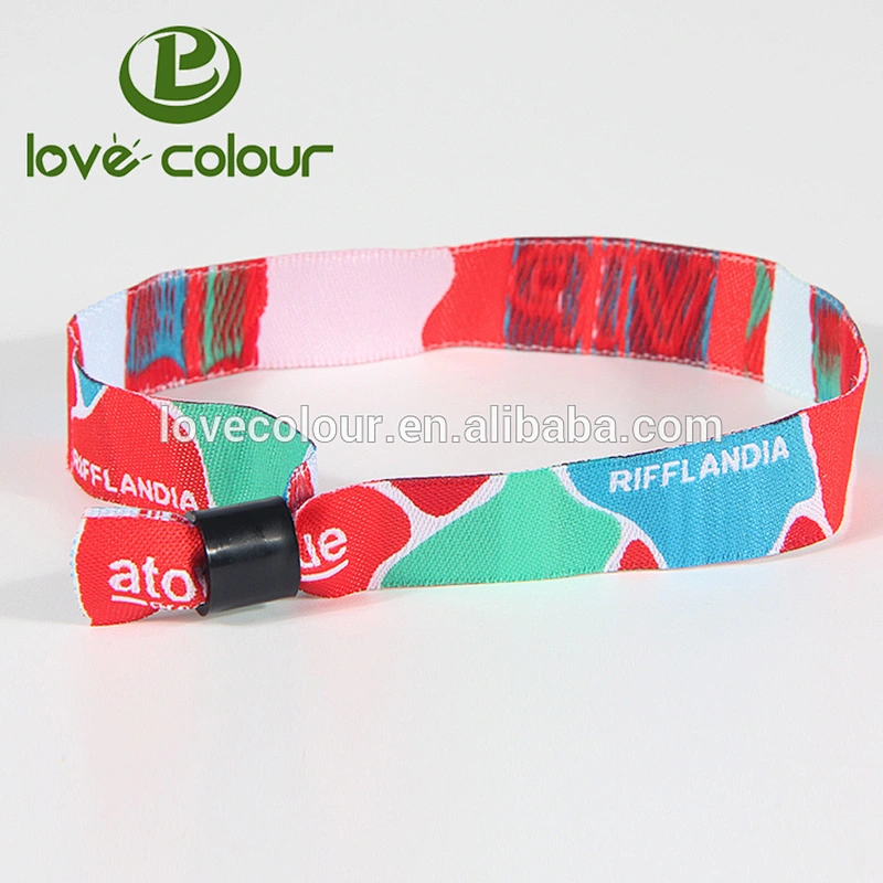Lovecolour cheap custom plastic slide lock textile festival wristbands