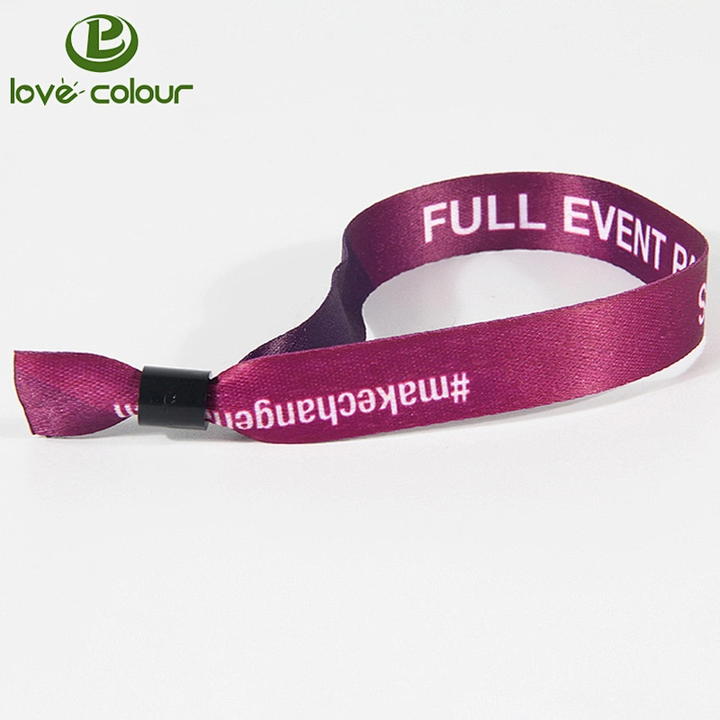Full color printing festivals cloth wristband with black slide lock