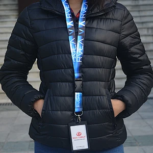 Cheap custom sublimation printed polyester necklace ribbons lanyard with one logo printing