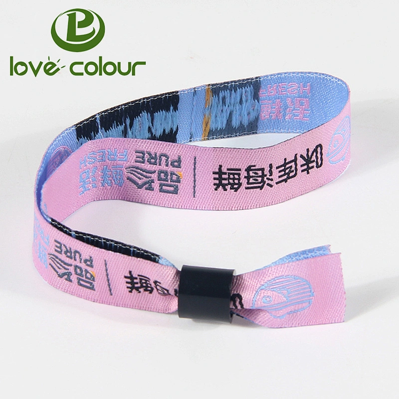 OEM Welcome Polyester Fabric Wristband Event One Time Use Woven bracelet