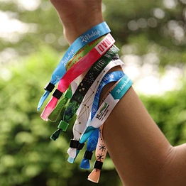 Polyester cloth satin bracelet /party wristband with reusable lock