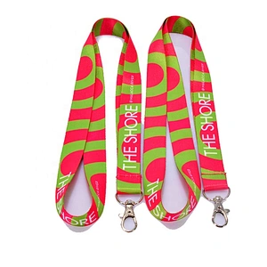 Factory custom high quality polyester keychain lanyard strap with metal hook