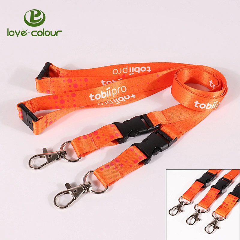Custom polyester card holder id lanyards with safety buckle and release buckle