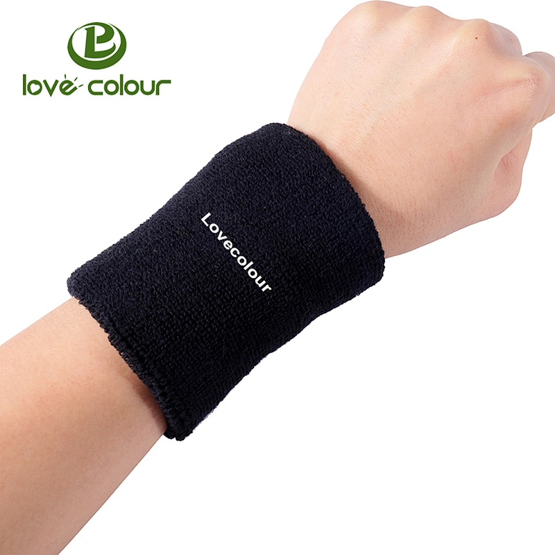 Custom Cotton Material Elastic Sweatband Black Sweat Wristband for Sport