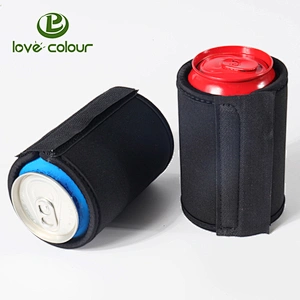 Black color soft neoprene material can cooler with zipper for travel