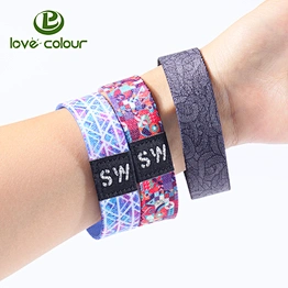 Promotional fabric stretch wrist band / elastic fabric wristband with printing logo