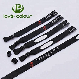 Free Design Polyester Disposable Festival Plastic Clip Woven Wristband