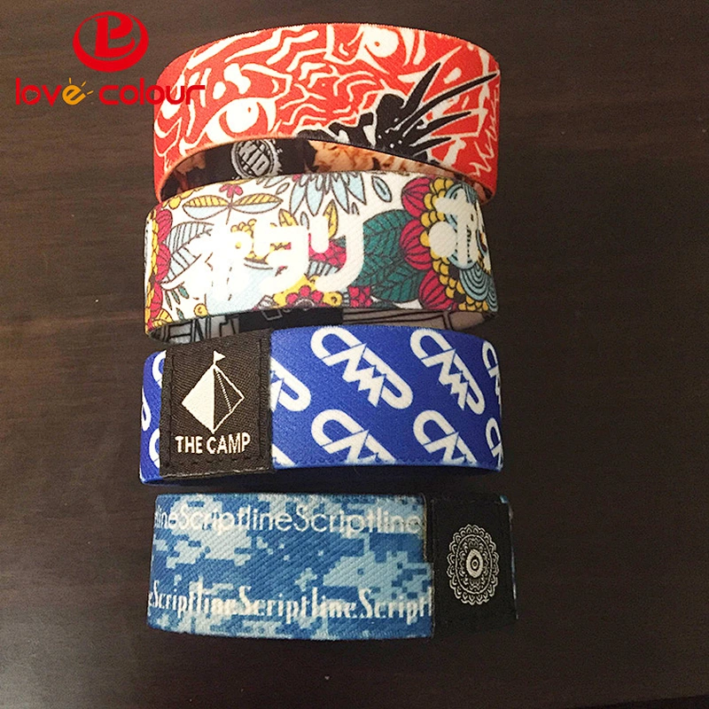Polyester printing double sided ribbon elastic bracelets