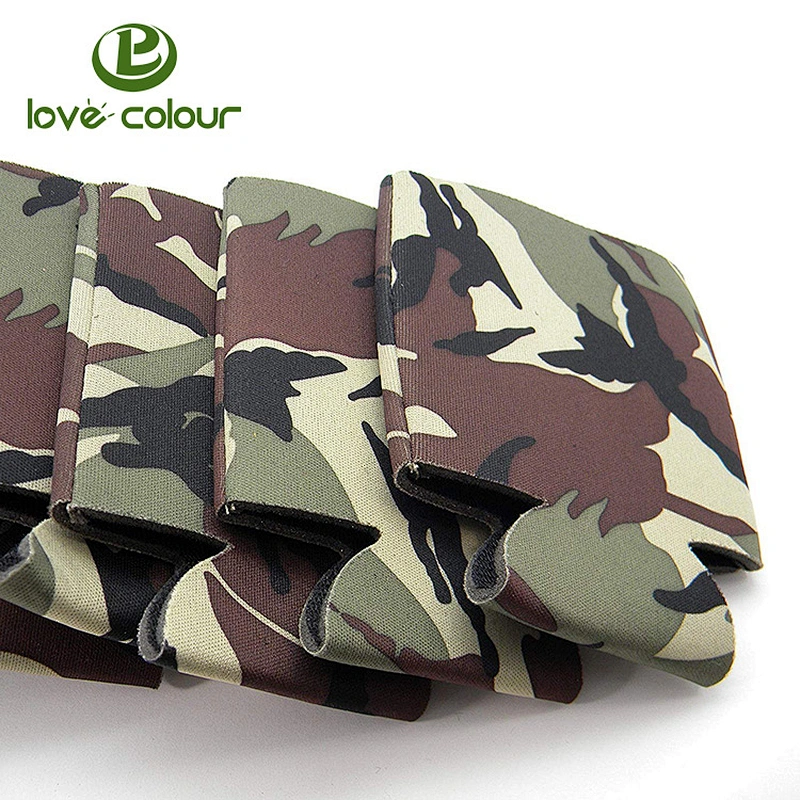 Factory custom neoprene printing camouflage can cooler wholesale