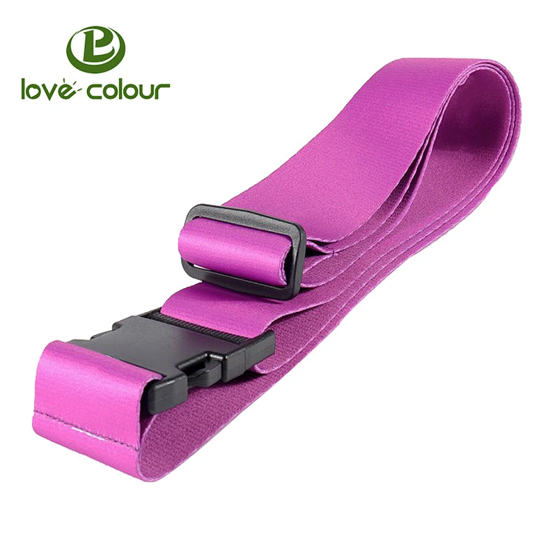 Polyester heat transfer red printing luggage belt / strap with adjustable buckle