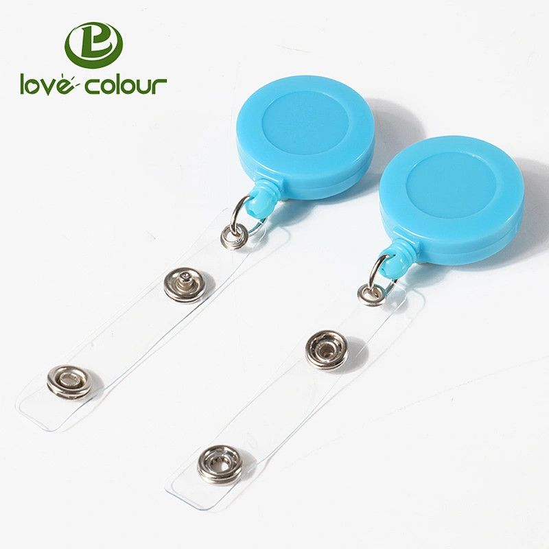 Custom plastic Id card badge holder reel with pvc clip