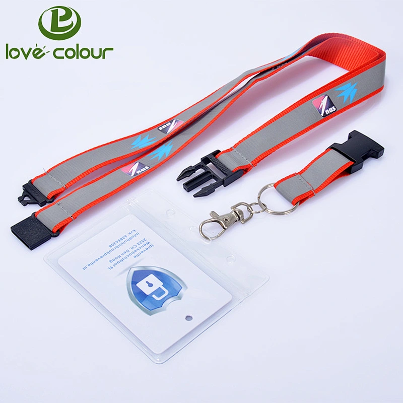 Custom polyester glow in the dark lanyard with reflective strap