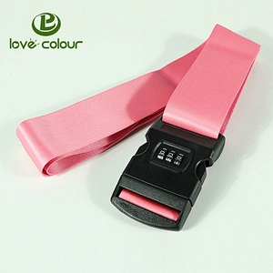 Custom Polyester Red Color Sublimation Luggage Belt With White Release Buckle
