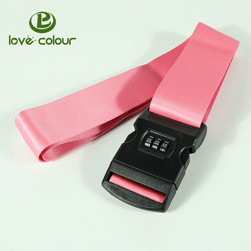 Custom Polyester Red Color Sublimation Luggage Belt With White Release Buckle