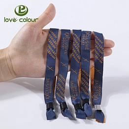 New products custom polyester woven fabric wrist band for music festival