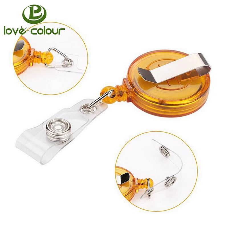Custom heavy duty retractable pull badge reel with belt clip
