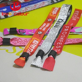 Polyester customized flexible polyester wristbands bracelet with plastic lock