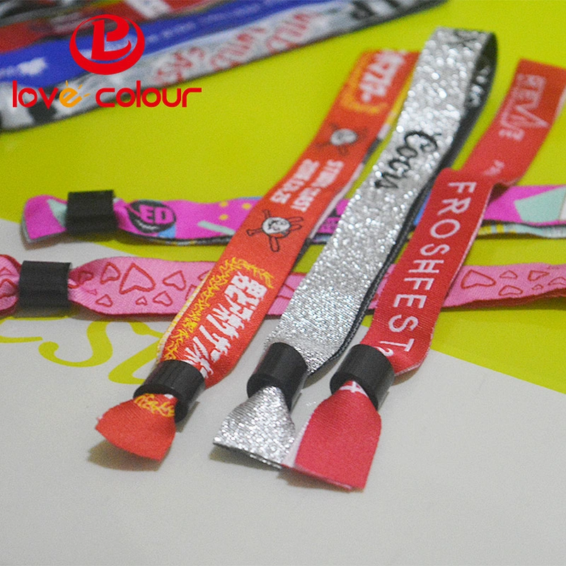 Polyester customized flexible polyester wristbands bracelet with plastic lock
