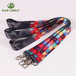 Custom white name brand recycle polyester lanyard strap with metal hook