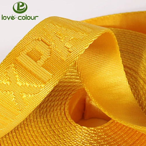 Custom heavy duty ribbon yellow nylon webbing strap with woven logo