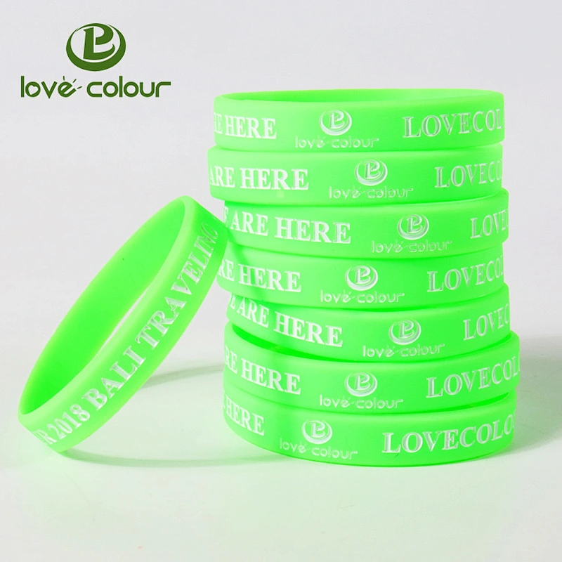 Oem custom promotion debossed printing silicone bracelet