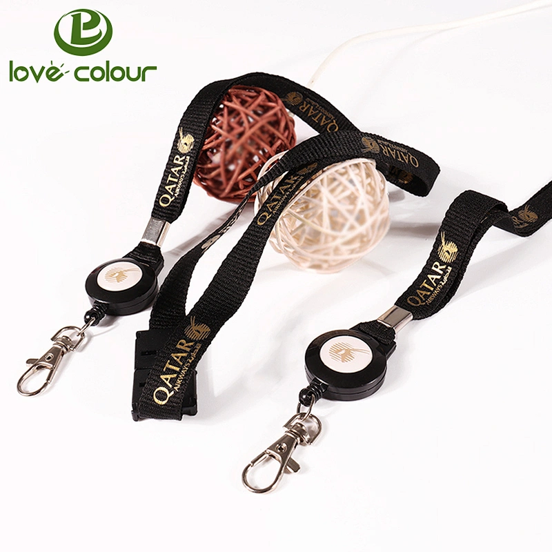 Custom black color badge reel with keychain/ retractable id badge holder