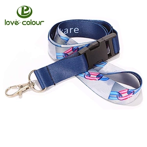 Guangzhou factory custom polyester sublimation lanyard strap with hook