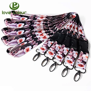 Custom Beautiful Flowers Printing Lanyard Strap for Events ID Badge Holder
