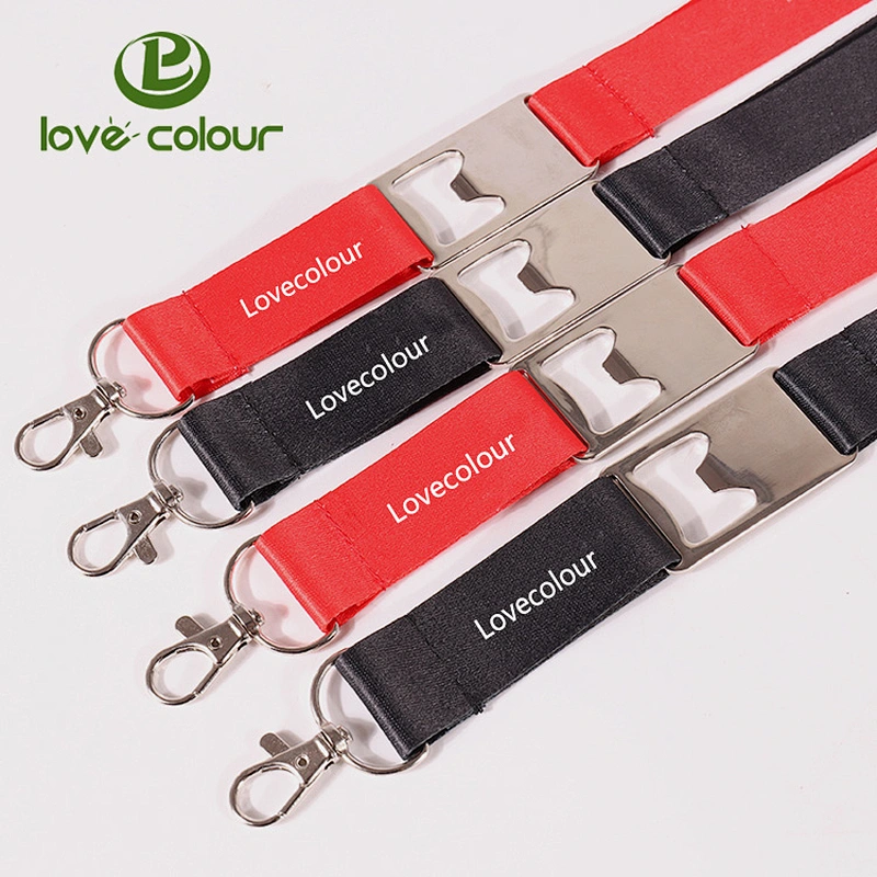 Custom polyester lanyard strap and bottle opener for promotion