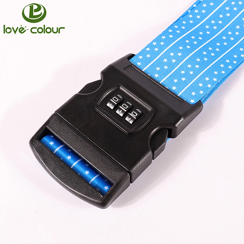 New Custom Full Color Sublimation Printing TSA Luggage Belt 3 Digital Combination Safe Lock Strap