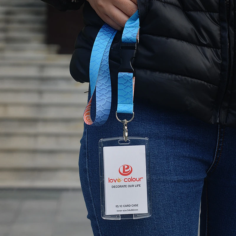 Professional cheap custom full color printing id card holder lanyard