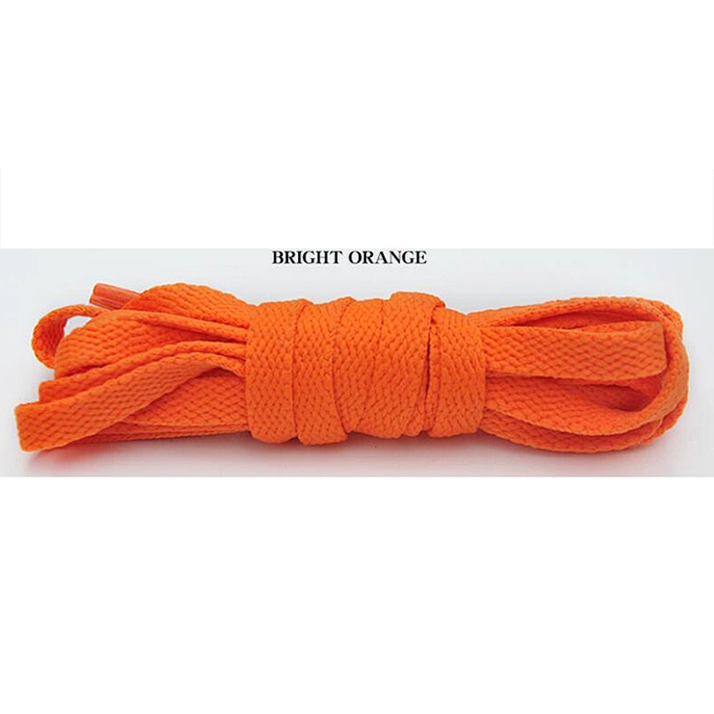 Custom Polyester 8mm Wide Black Flat Shoelace Shoestring Plastic Tips Shoe laces