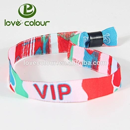 Lovecolour cheap custom plastic slide lock textile festival wristbands