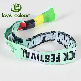Polyester Fabric Wristband With Secure Non-Removable Plastic Clip