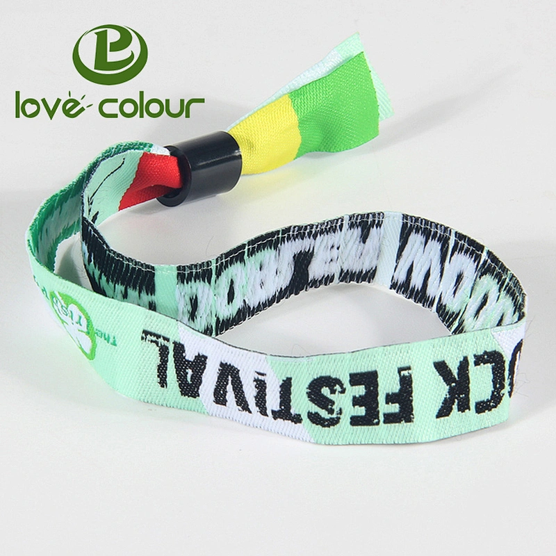 Polyester Fabric Wristband With Secure Non-Removable Plastic Clip