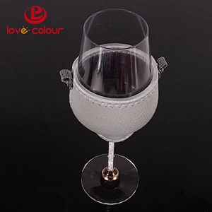 Neoprene Grey Color Wine Glass Cooler Cover with Neck Lanyard Strap