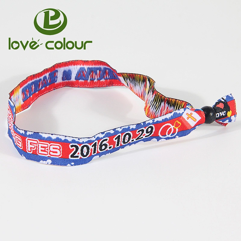 Polyester textile fabric wristbands custom made with barrel locks