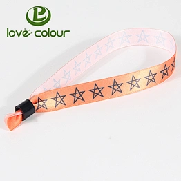 Decoration use printing satin ribbon wristband with barrel plastic lock