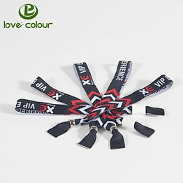 1.5*35cm Custom Made Polyester Woven Fabric Wristbands/Bracelet with Closure