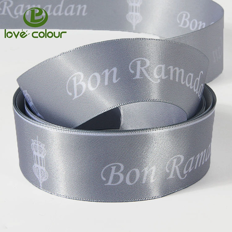 Factory custom logo 1 inch Satin ribbon printed strap