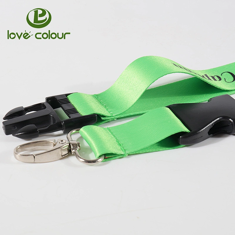 Quick Release Neck Strap Eco-friendly custom green lanyard with white logo