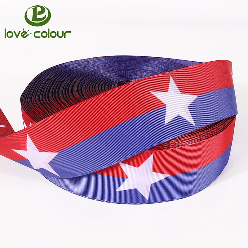 Custom polyester printed grosgrain celebrate it christmas ribbon
