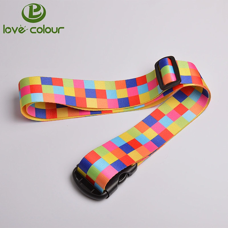 Custom polyester webbing luggage safety belt with white buckle