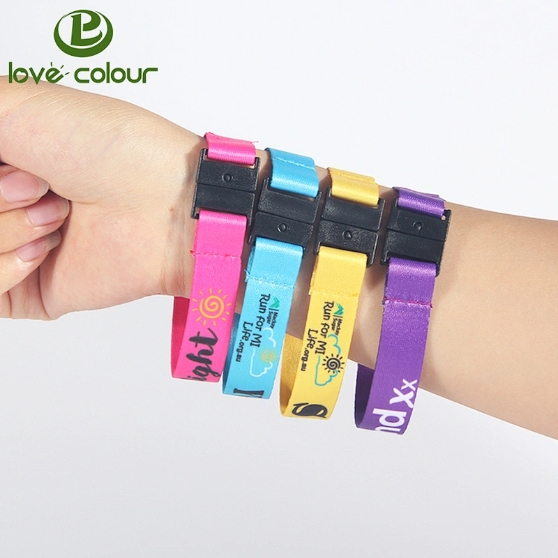 Custom Sublimation textile bracelet/polyester wristband with plastic buckle