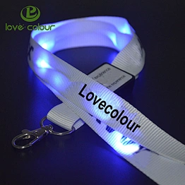 Festival gift printed logo polyester LED lanyard strap