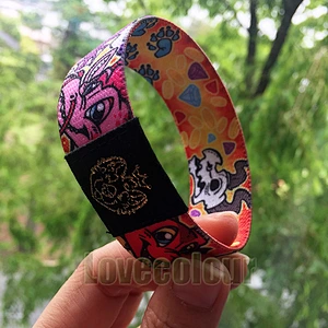 Custom Soft polyester elastic wristbands eco-friendly fancy elastic bracelet with printing logo