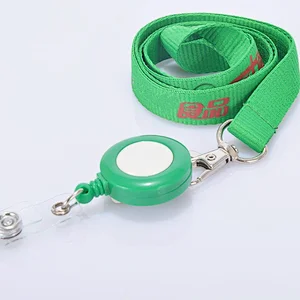 Custom orange printing lanyard webbing polyester strap with badge reel
