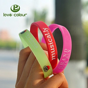 Outdoor activity solid color debossed silicone wristband / bracelet